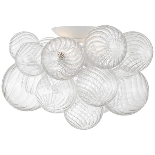 Visual Comfort Signature Talia Large Flush Mount Plaster White and Clear Swirled Glass