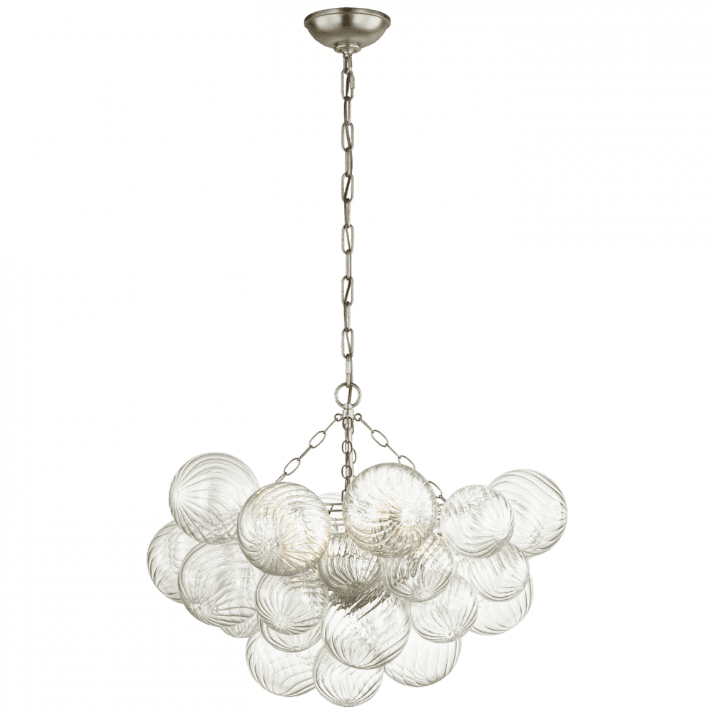 Visual Comfort Signature Talia Medium Chandelier Burnished Silver Leaf and Clear Swirled Gla