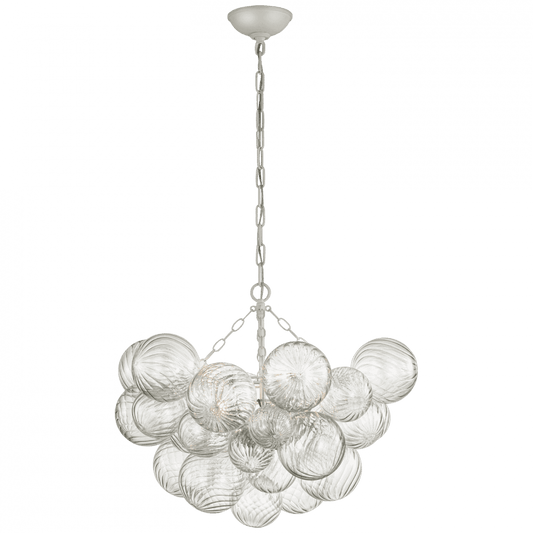 Visual Comfort Signature Talia Medium Chandelier Plaster White and Clear Swirled Glass