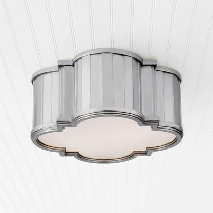 Visual Comfort & Co. Signature Collection Tilden Flush Mount, 2-Light, Polished Nickel, White Glass, 11.25"W (TOB 4130PN-WG 2JYRV)