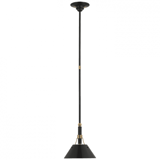 Visual Comfort Signature Turlington Small Pendant Bronze and Hand-Rubbed Antique Brass