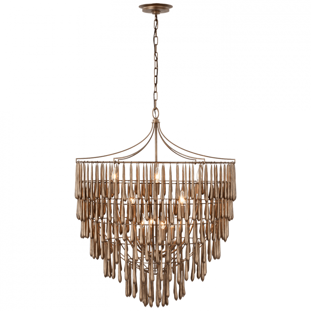 Visual Comfort Signature Vacarro Large Chandelier Antique Bronze Leaf
