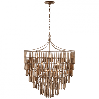 Visual Comfort Signature Vacarro Large Chandelier Antique Bronze Leaf