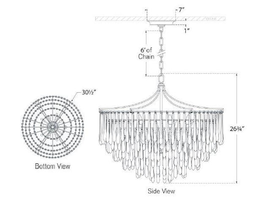Visual Comfort Signature Vacarro Medium Chandelier Antique Gold Leaf