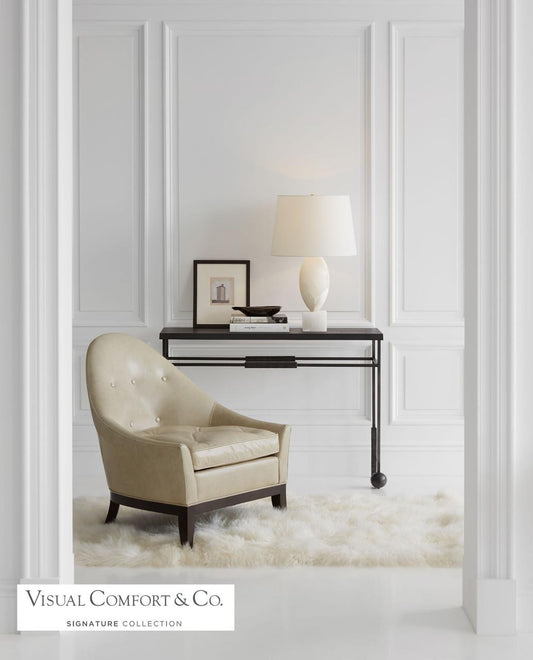 Visual Comfort & Co. Signature Collection Versa Large Table Lamp, 1-Light, Alabaster, Linen Shade, 29"H (JN 3903ALB-L CLX5V)