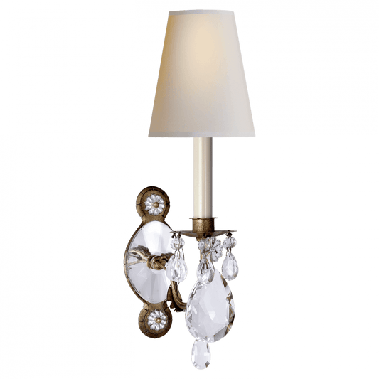 Visual Comfort Signature Yves Single Arm Wall Sconce Gilded Iron and Crystal