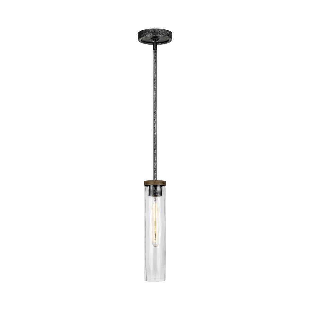Visual Comfort Studio Angelo Slim Pendant Distressed Weathered Oak / Slate Grey Metal