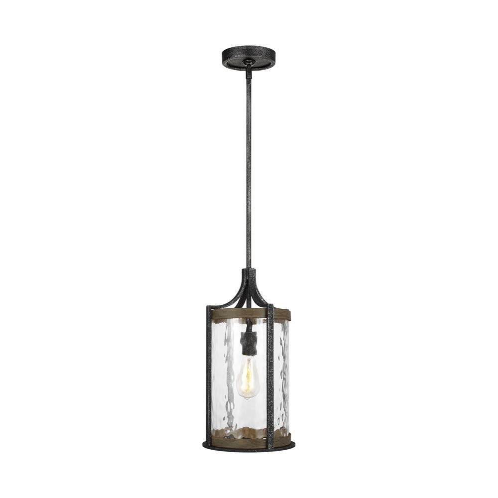 Visual Comfort Studio Angelo Pendant Distressed Weathered Oak / Slate Grey Metal