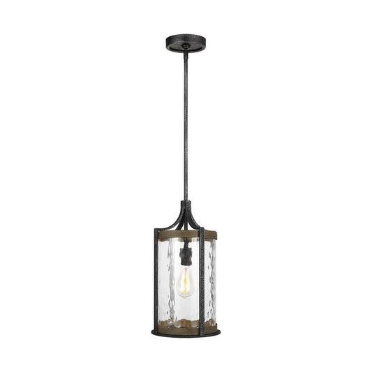 Visual Comfort Studio Angelo Pendant Distressed Weathered Oak / Slate Grey Metal