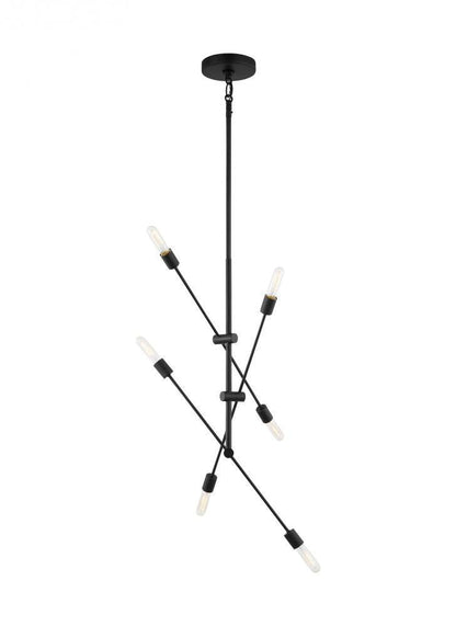 Visual Comfort Studio Axis 6 Light Large LED Chandelier Midnight Black