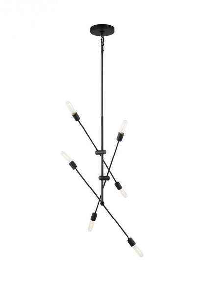 Visual Comfort Studio Axis 6 Light Large Chandelier Midnight Black