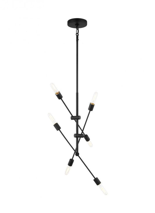 Visual Comfort Studio Axis 6 Light Medium LED Chandelier Midnight Black