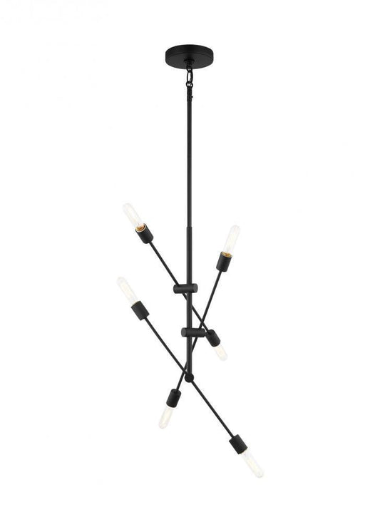 Visual Comfort Studio Axis 6 Light Medium LED Chandelier Midnight Black