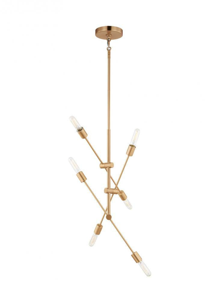 Visual Comfort Studio Axis 6 Light Medium LED Chandelier Satin Brass