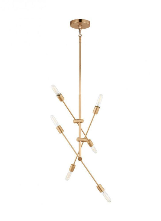 Visual Comfort Studio Axis 6 Light Medium LED Chandelier Satin Brass