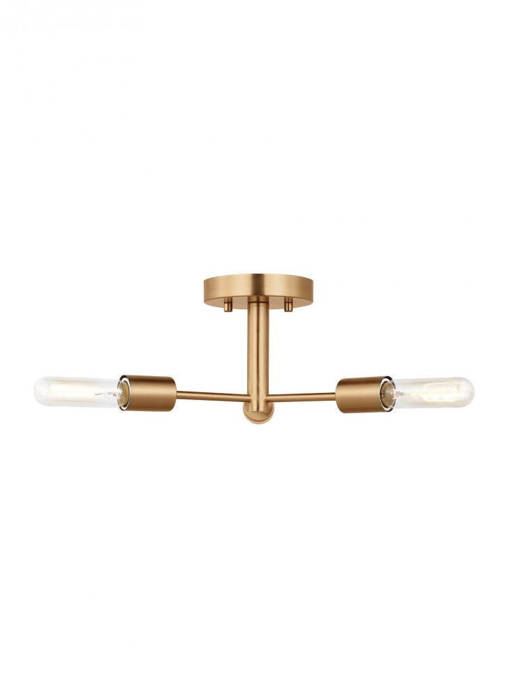 Visual Comfort Studio Axis 3 Light LED Semi-Flush Mount Satin Brass