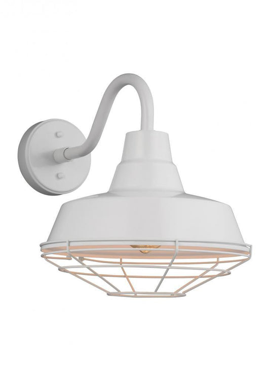 Visual Comfort Studio Barn Light Medium Cage Outdoor Wall Sconce White
