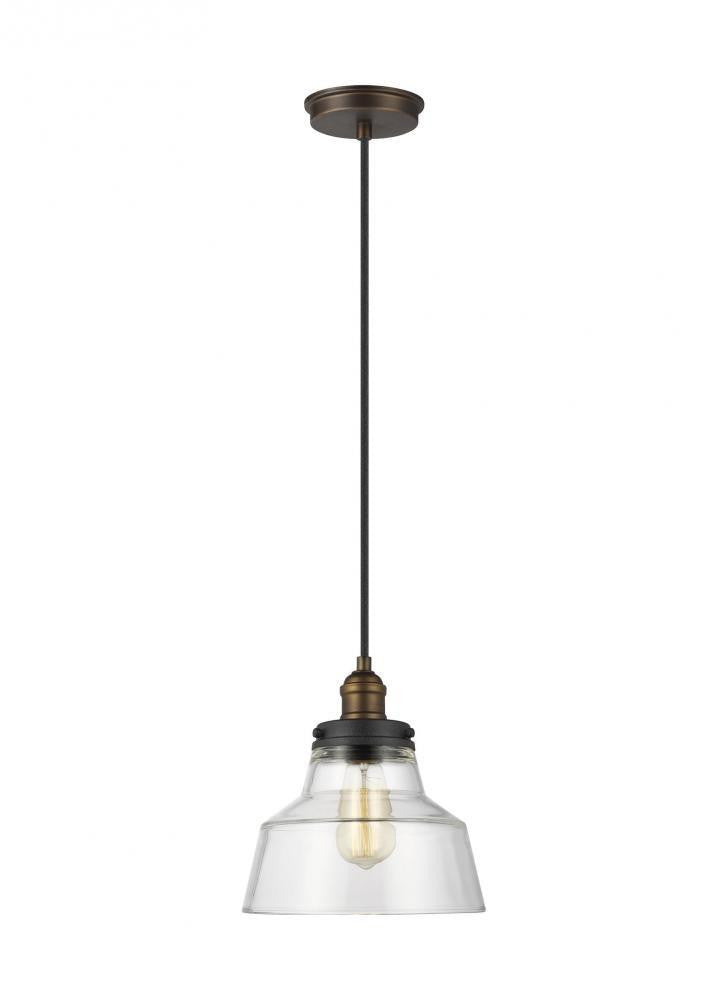 Visual Comfort Studio Baskin Chimney Pendant Painted Aged Brass / Dark Weathered Zinc