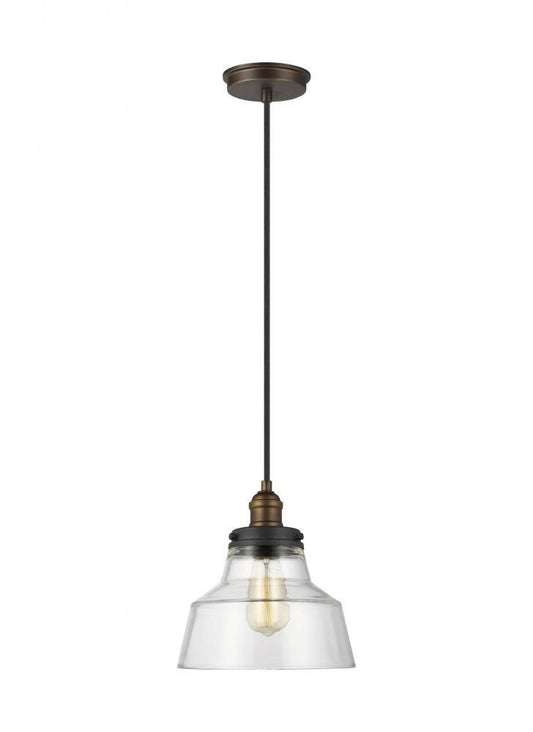 Visual Comfort Studio Baskin Chimney Pendant Painted Aged Brass / Dark Weathered Zinc