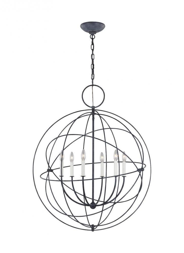 Visual Comfort Studio Bayberry 6 Light Large Pendant Weathered Galvanized