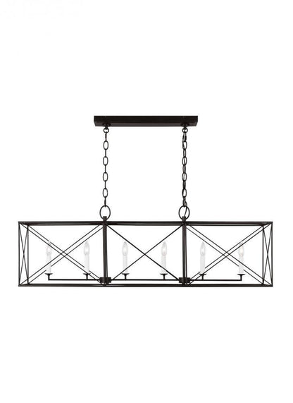 Visual Comfort Studio Beatrix 6 Light Large Linear Lantern Aged Iron