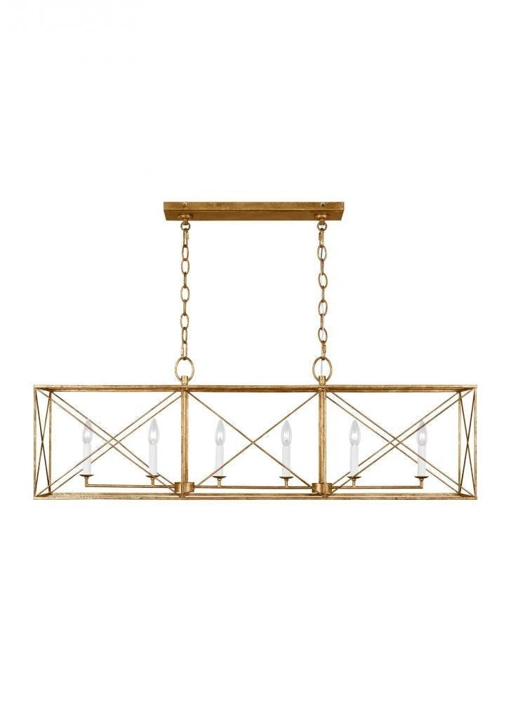 Visual Comfort Studio Beatrix 6 Light Large Linear Lantern Antique Gild
