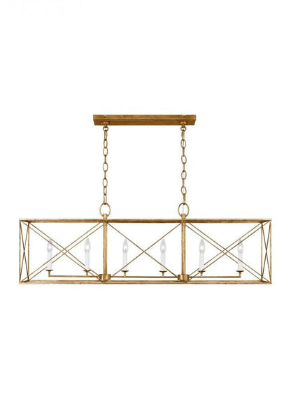 Visual Comfort Studio Beatrix 6 Light Large Linear Lantern Antique Gild