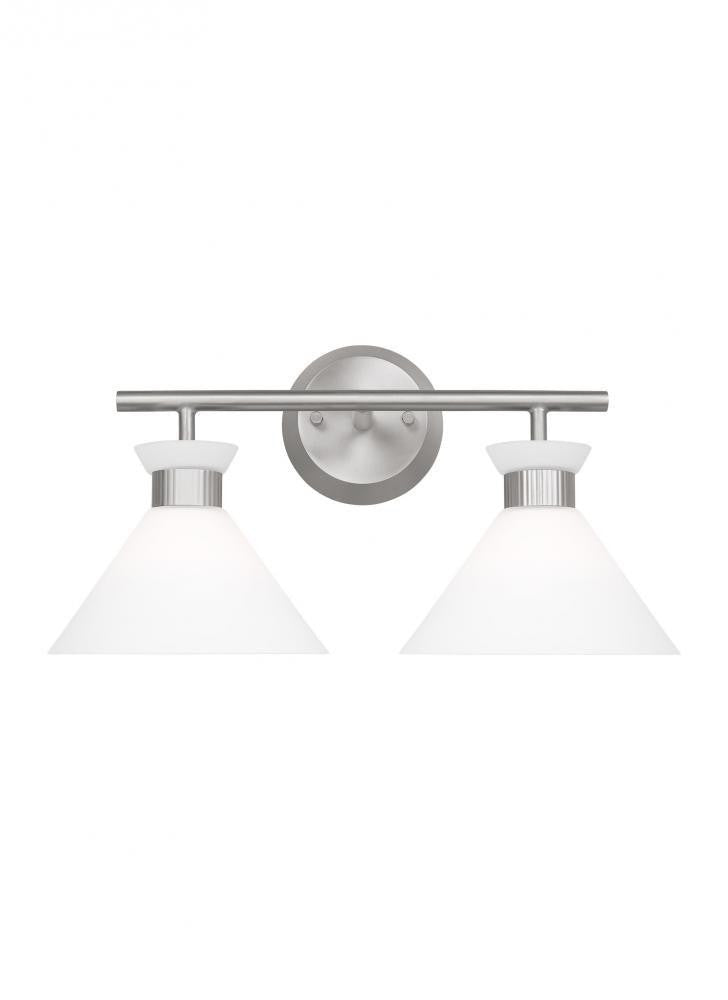 Visual Comfort Studio Belcarra 2 Light Bath Wall Sconce Brushed Steel
