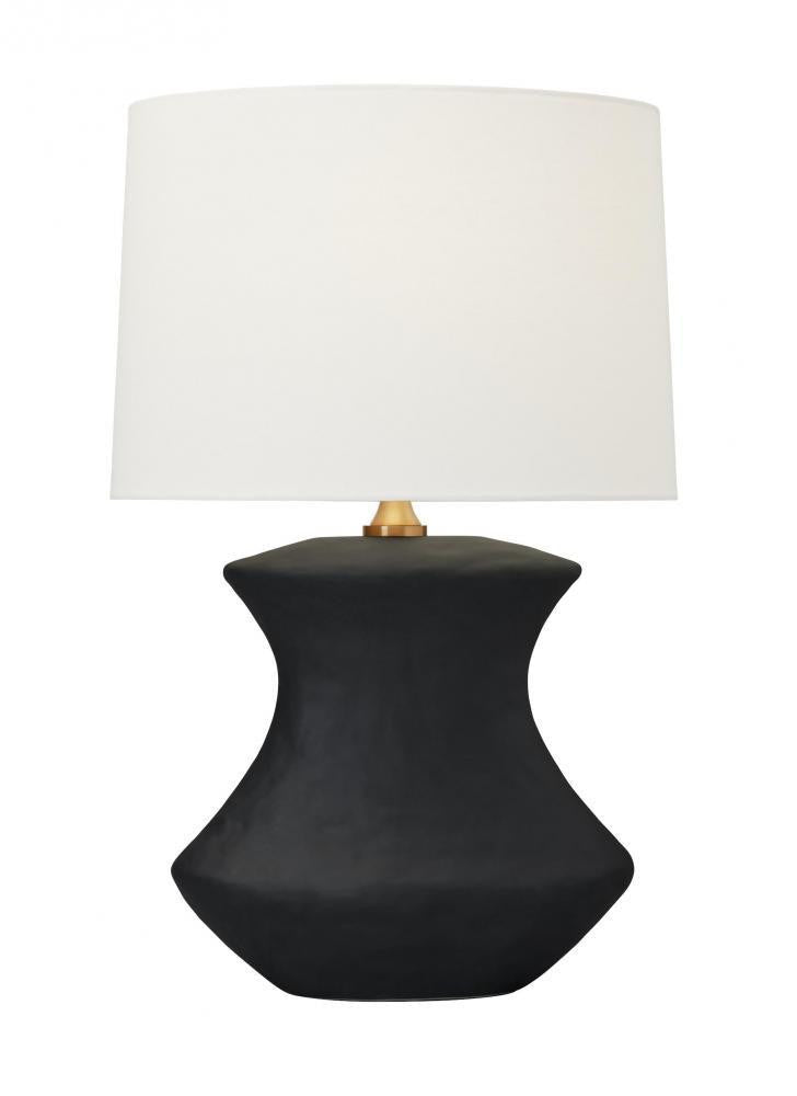 Visual Comfort Studio Bone LED Table Lamp Rough Black Ceramic