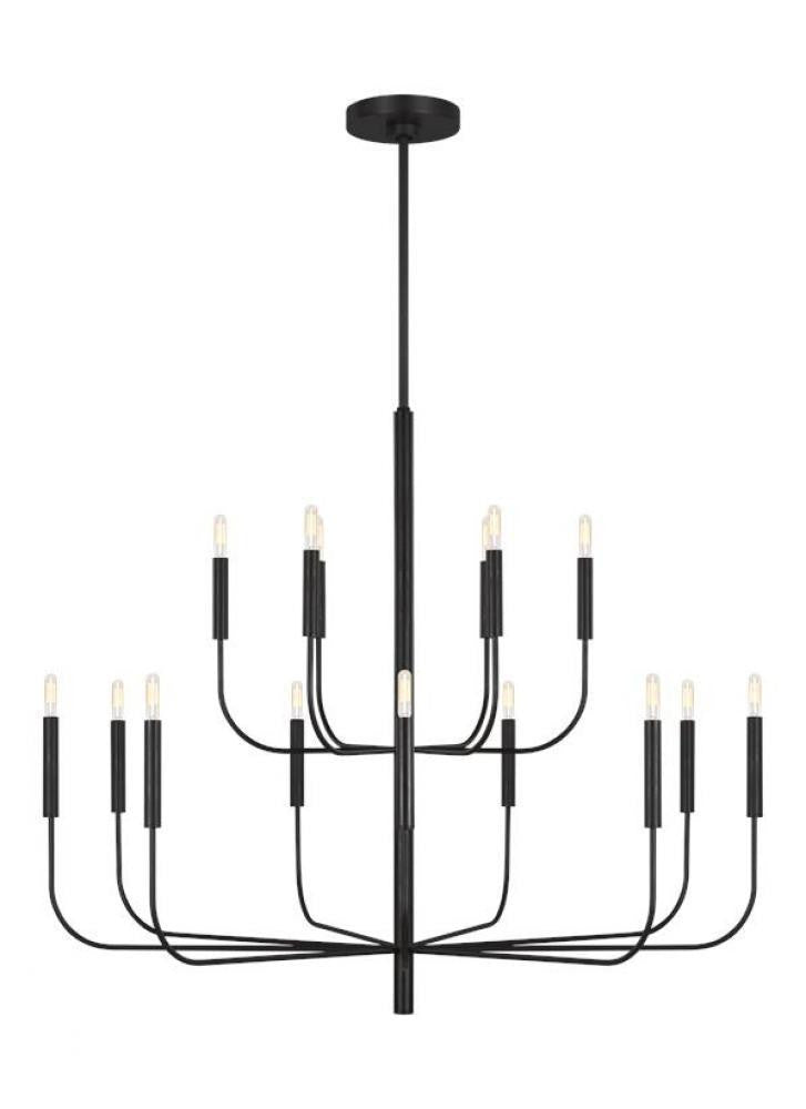 Visual Comfort Studio Brianna 15 Light Large Two-Tier Chandelier Aged Iron