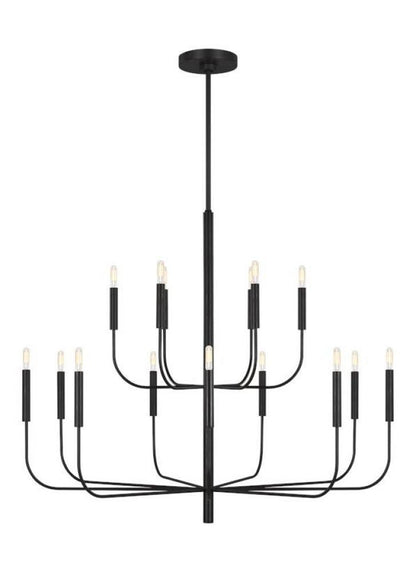 Visual Comfort Studio Brianna 15 Light Large Two-Tier Chandelier Aged Iron