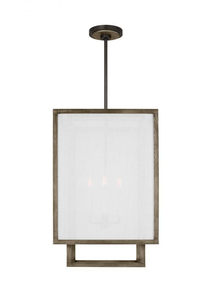 Visual Comfort Studio Brockway Medium Lantern Weathered Oak Wood