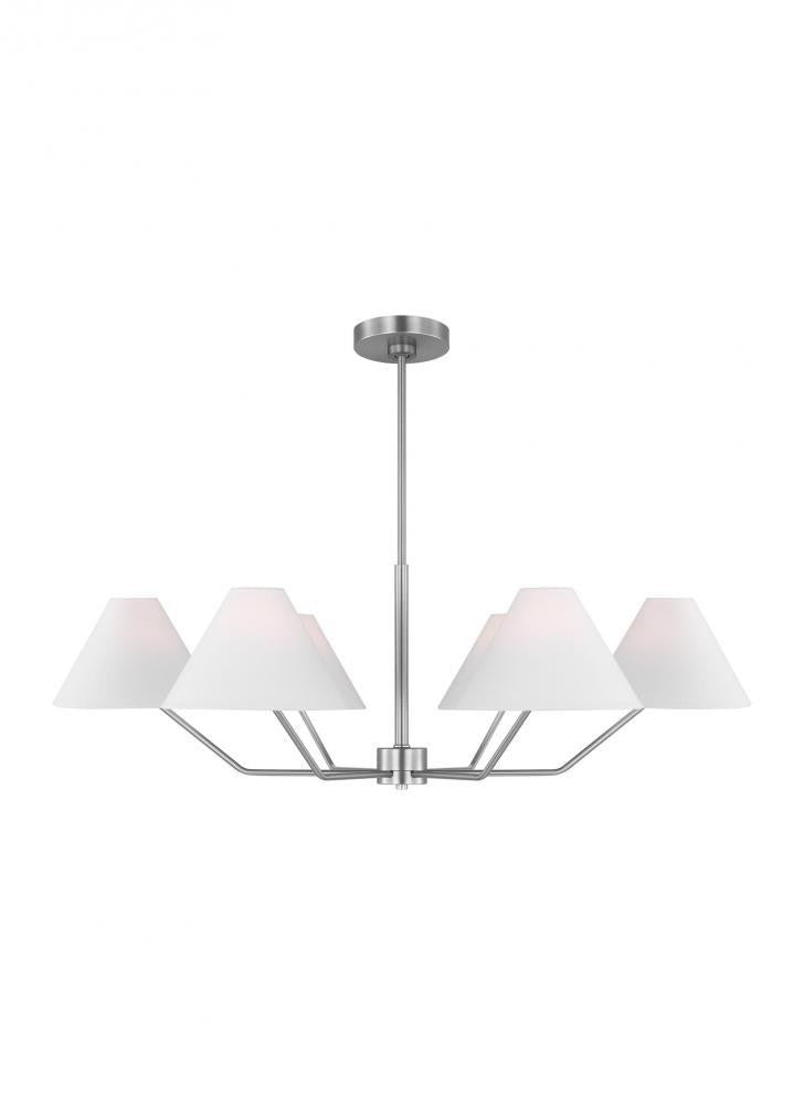 Visual Comfort Studio Burke 6 Light Large Chandelier Brushed Steel