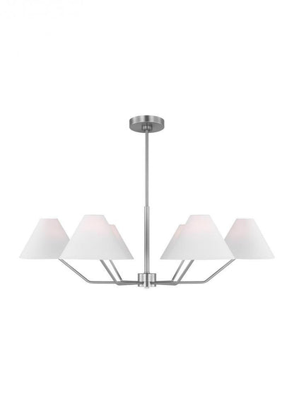 Visual Comfort Studio Burke 6 Light Large Chandelier Brushed Steel