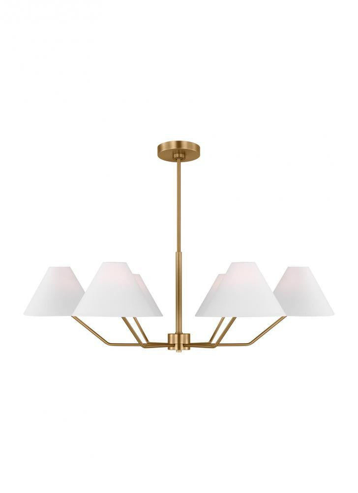 Visual Comfort Studio Burke 6 Light Large Chandelier Satin Brass