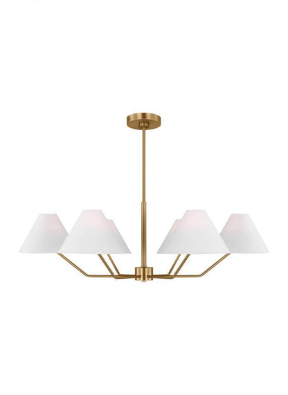 Visual Comfort Studio Burke 6 Light Large Chandelier Satin Brass