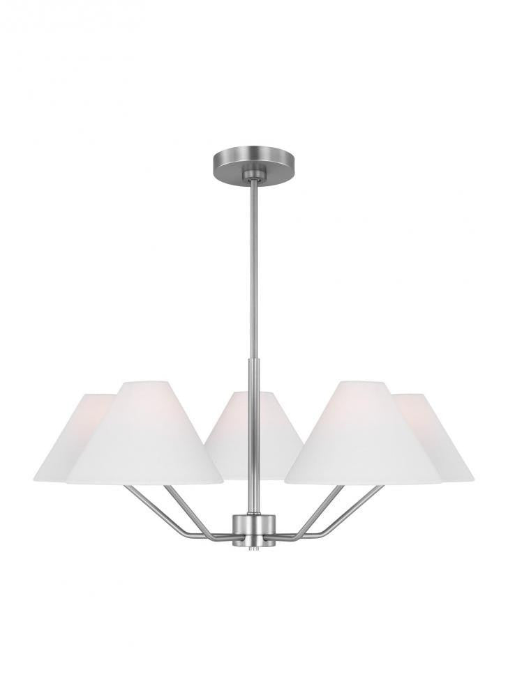 Visual Comfort Studio Burke 5 Light Medium Chandelier Brushed Steel