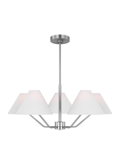 Visual Comfort Studio Burke 5 Light Medium Chandelier Brushed Steel