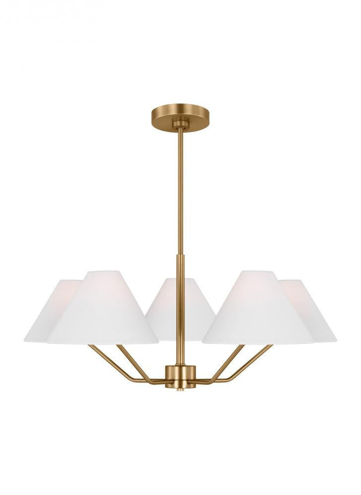 Visual Comfort Studio Burke 5 Light Medium Chandelier Satin Brass