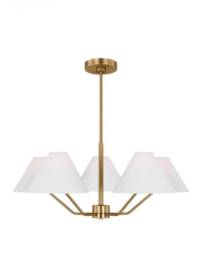 Visual Comfort Studio Burke 5 Light Medium Chandelier Satin Brass