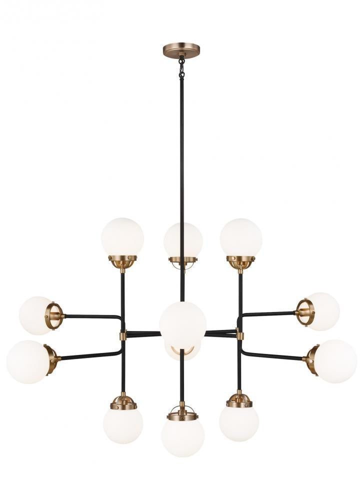 Visual Comfort Studio Cafe 12 Light Large LED Chandelier Satin Brass
