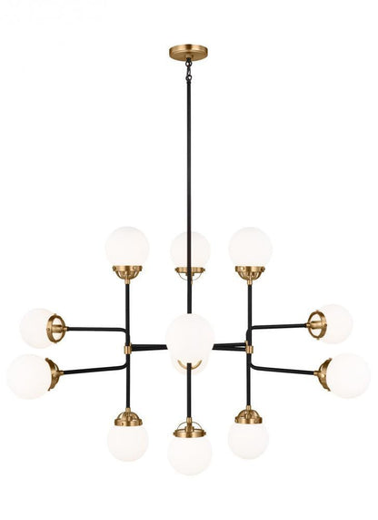 Visual Comfort Studio Cafe 12 Light Large Chandelier Satin Brass