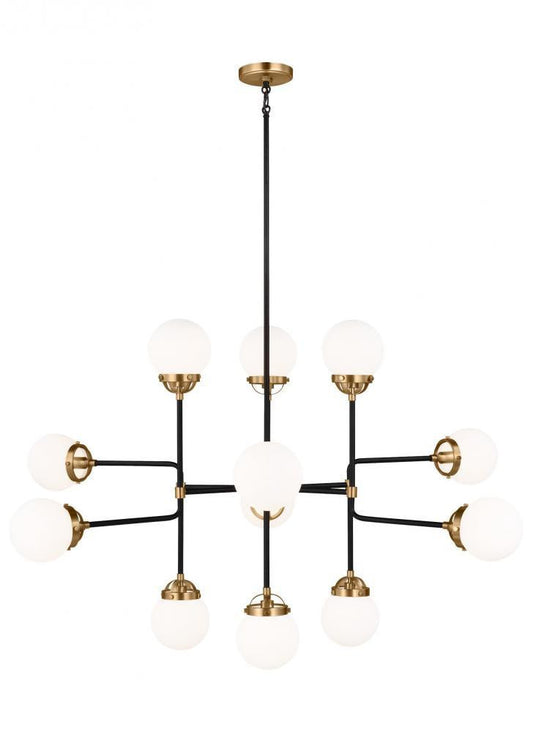 Visual Comfort Studio Cafe 12 Light Large Chandelier Satin Brass