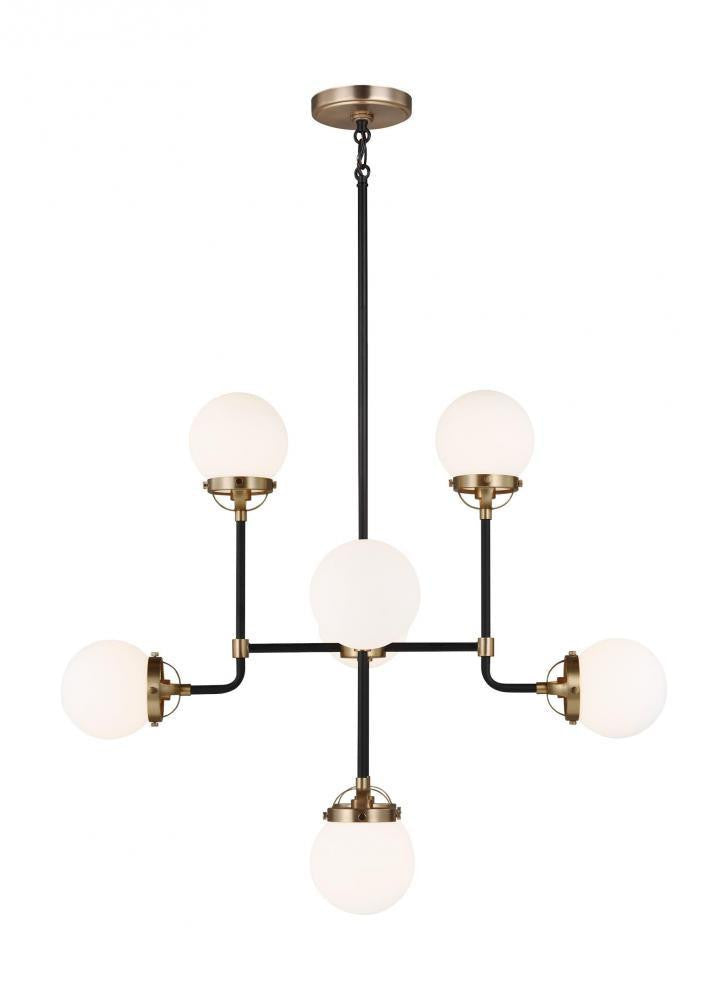 Visual Comfort Studio Cafe 8 Light Small LED Chandelier Satin Brass