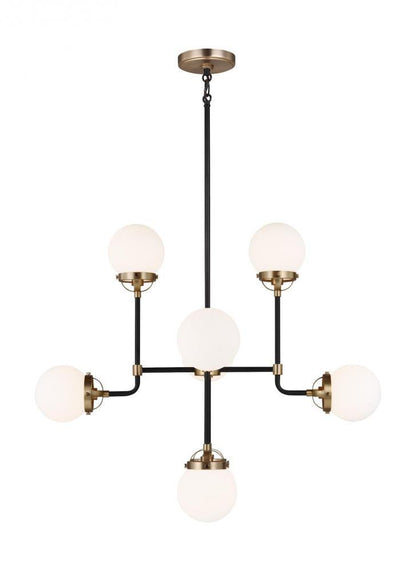Visual Comfort Studio Cafe 8 Light Small LED Chandelier Satin Brass
