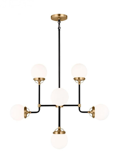 Visual Comfort Studio Cafe 8 Light Small Chandelier Satin Brass