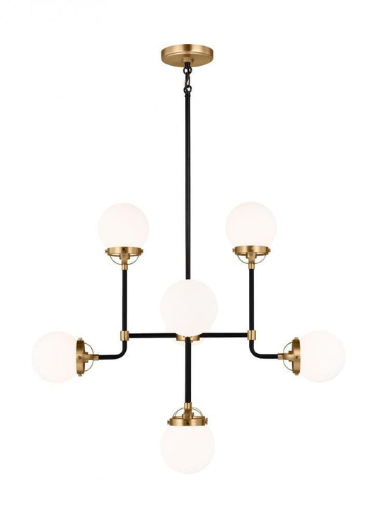 Visual Comfort Studio Cafe 8 Light Small Chandelier Satin Brass