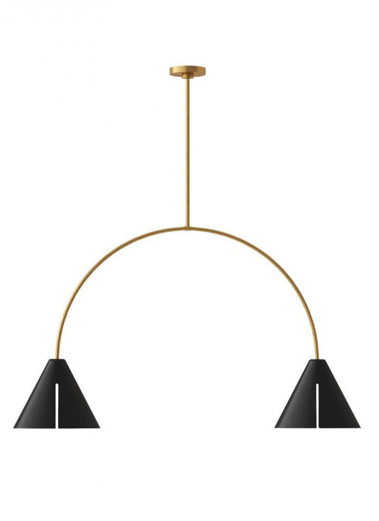 Visual Comfort Studio Cambre 2 Light Large LED Linear Chandelier Matte White and Burnished Brass