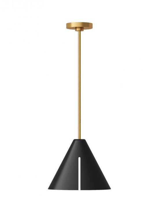 Visual Comfort Studio Cambre Medium LED Pendant Midnight Black and Burnished Brass