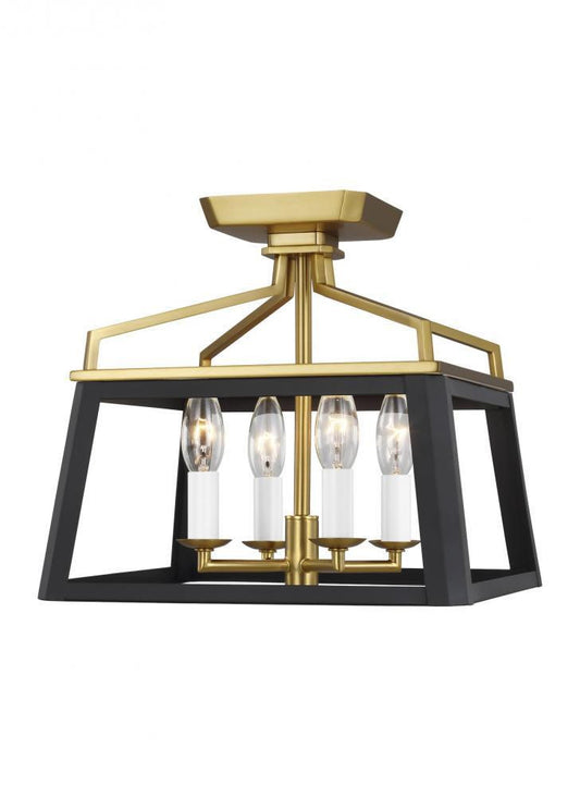 Visual Comfort Studio Carlow 4 Light Flush Mount Midnight Black